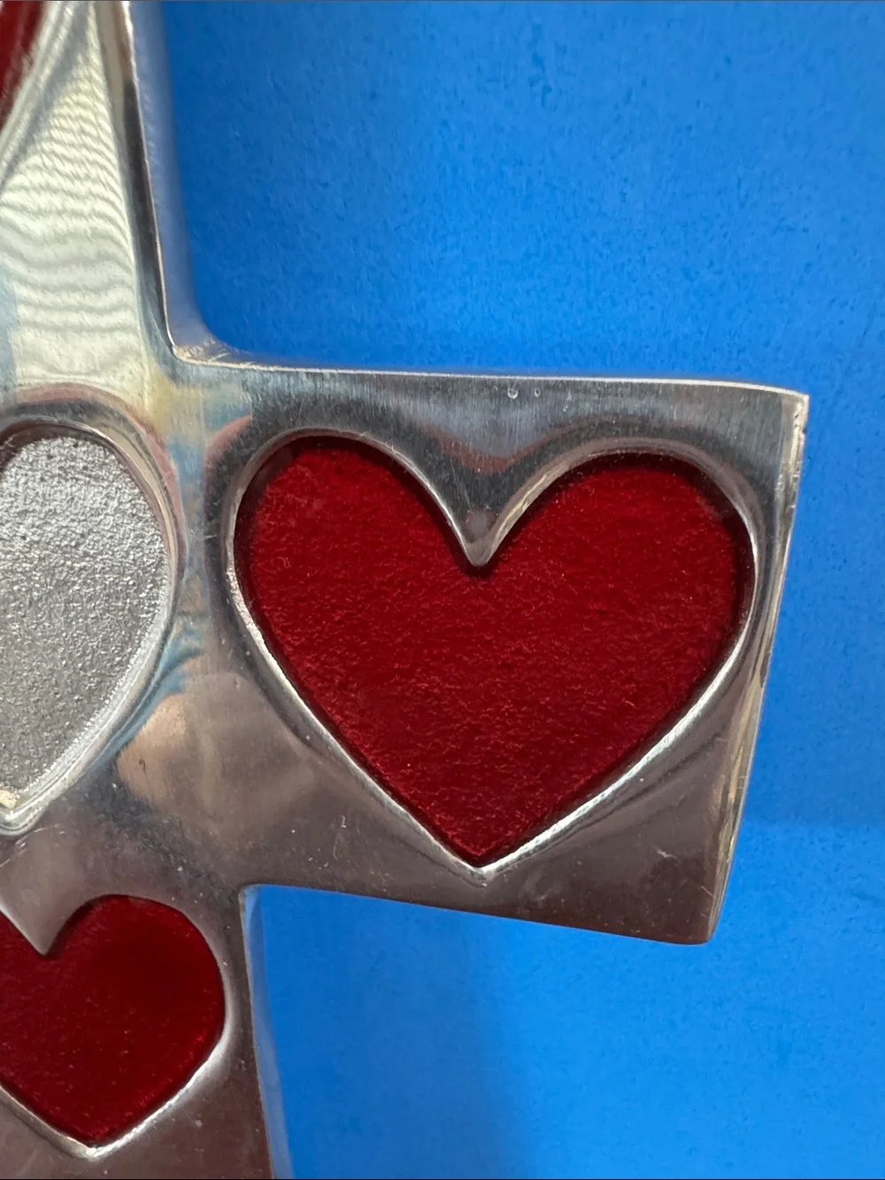 Vintage Cross Signed A La Carte Silver Tone Metal Pewter Mexican Folk Art #69